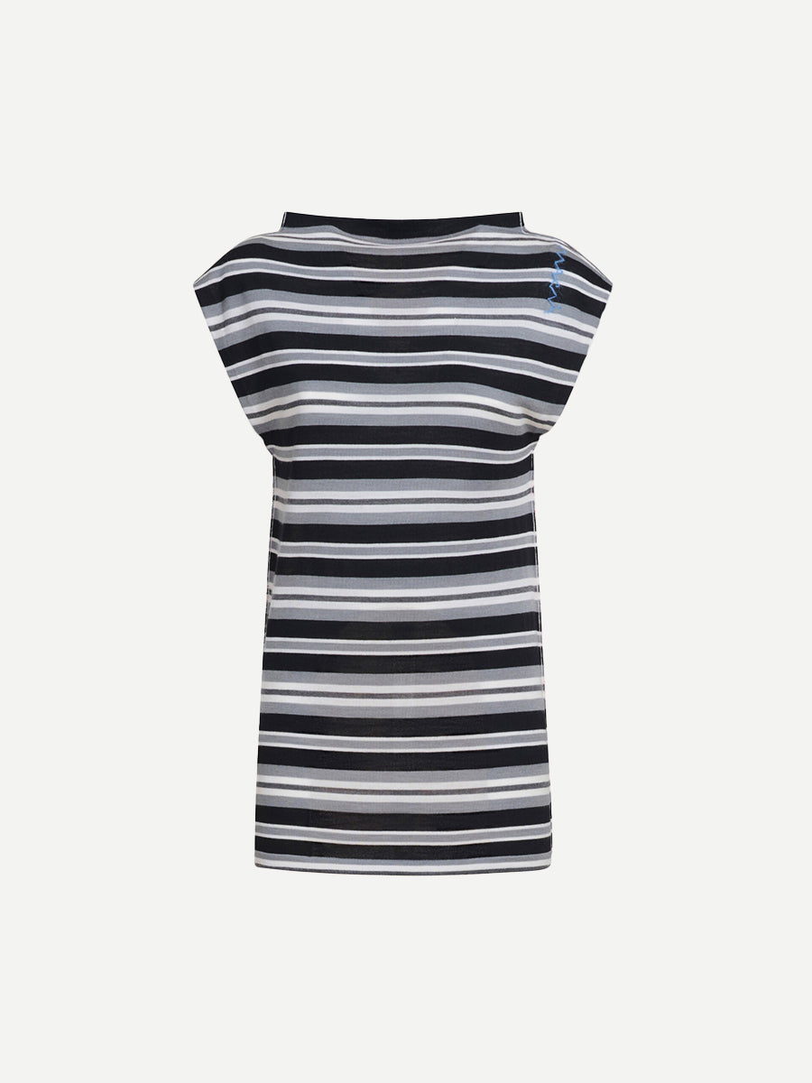 Marni Sleeveless Boatneck Knit in Stitched Stripe