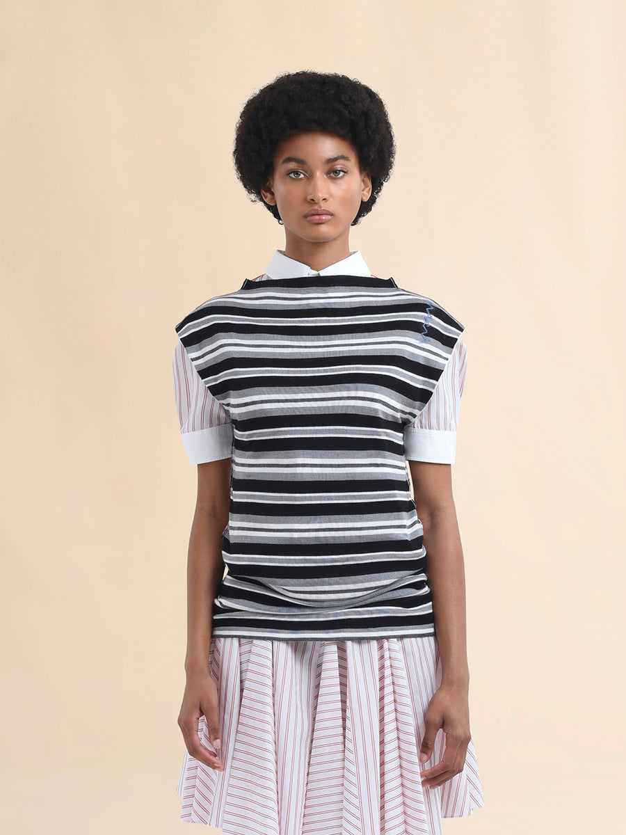 Marni Sleeveless Boatneck Knit in Stitched Stripe