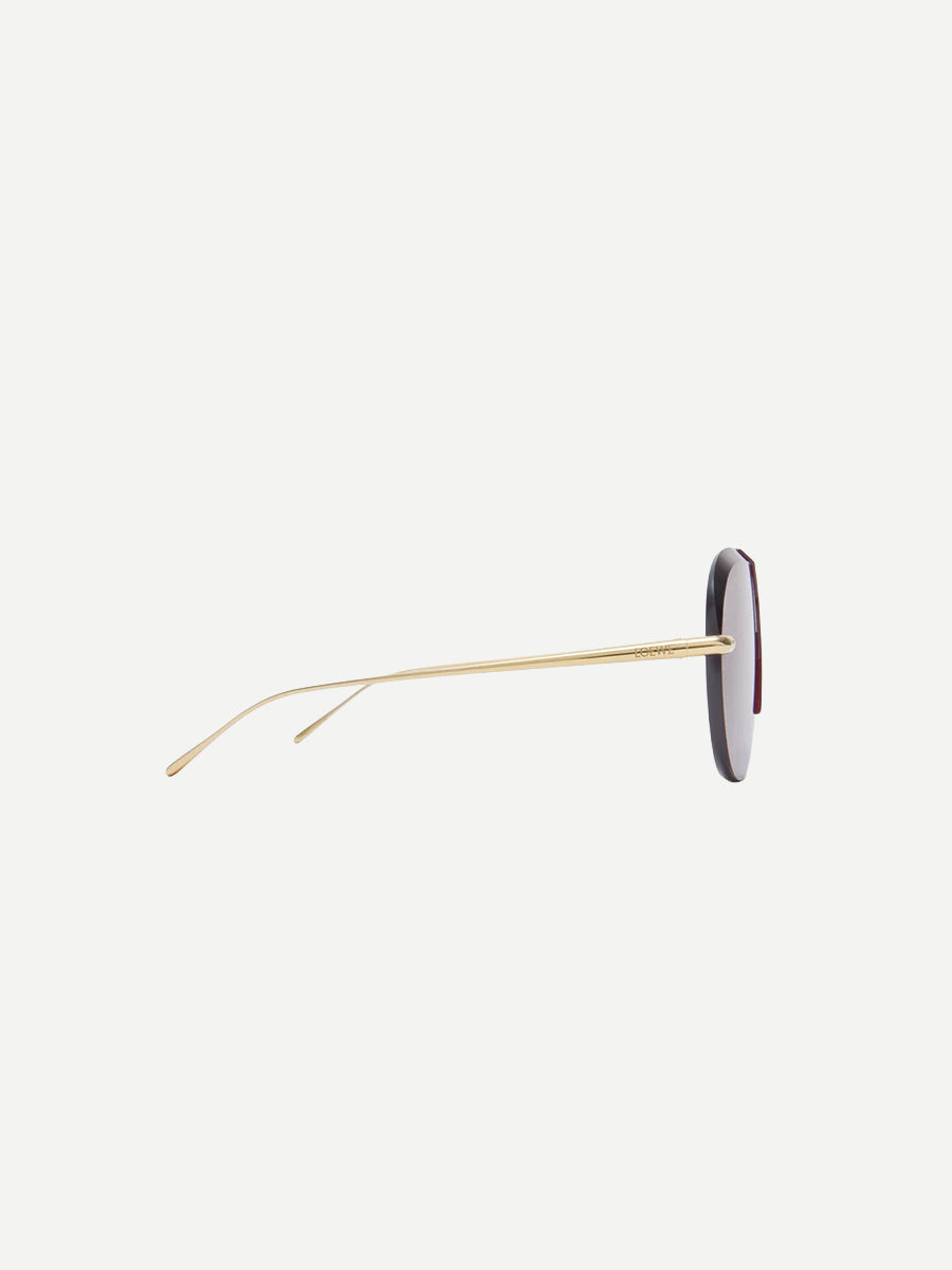 Slim Semi-Rimless Aviator Sunglasses in Bordeaux