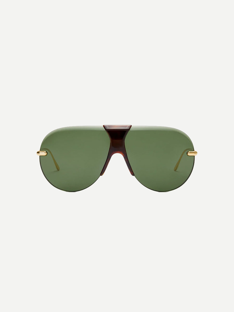 Slim Semi-Rimless Aviator Sunglasses in Havana/Green