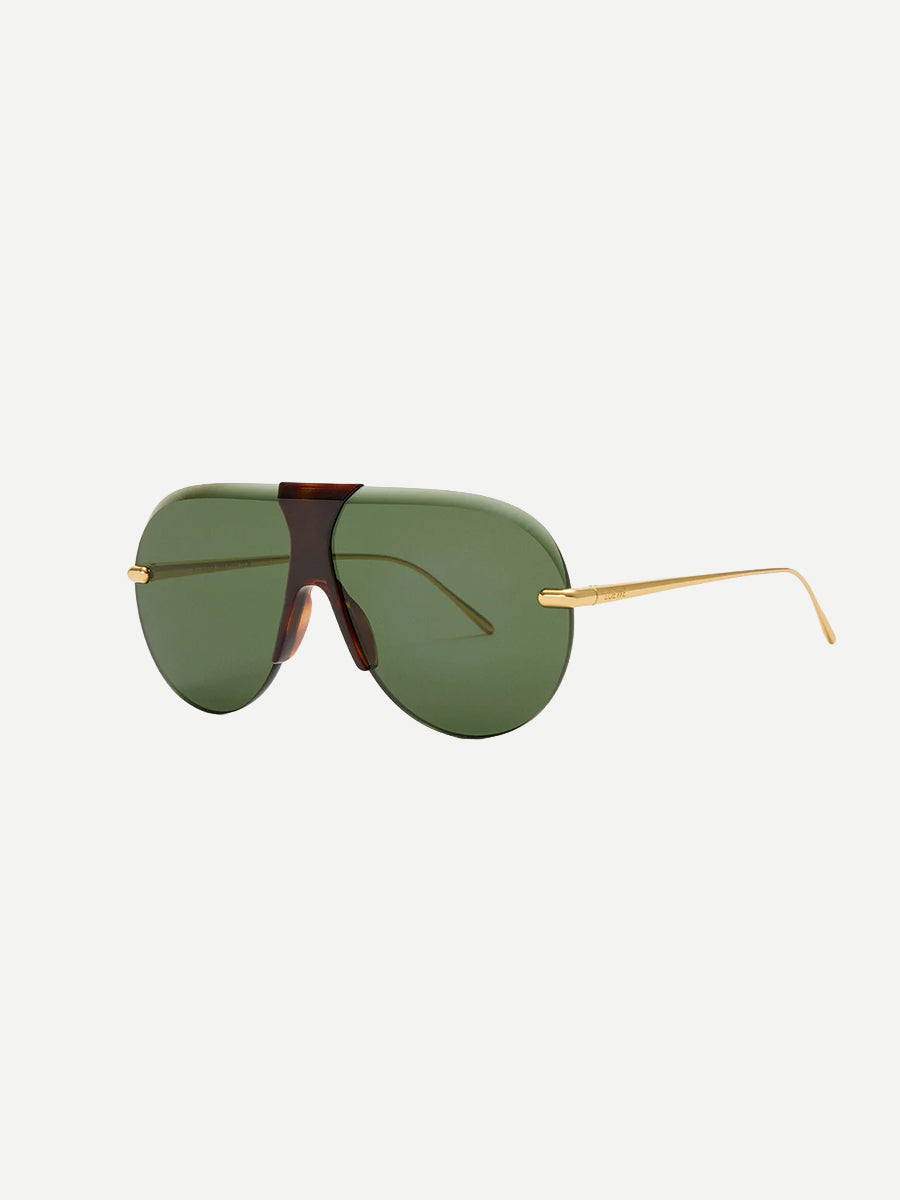 Slim Semi-Rimless Aviator Sunglasses in Havana/Green