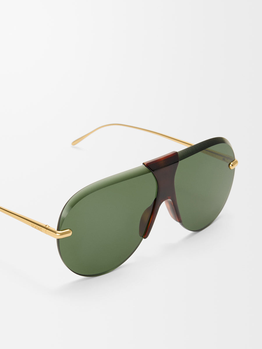 Slim Semi-Rimless Aviator Sunglasses in Havana/Green