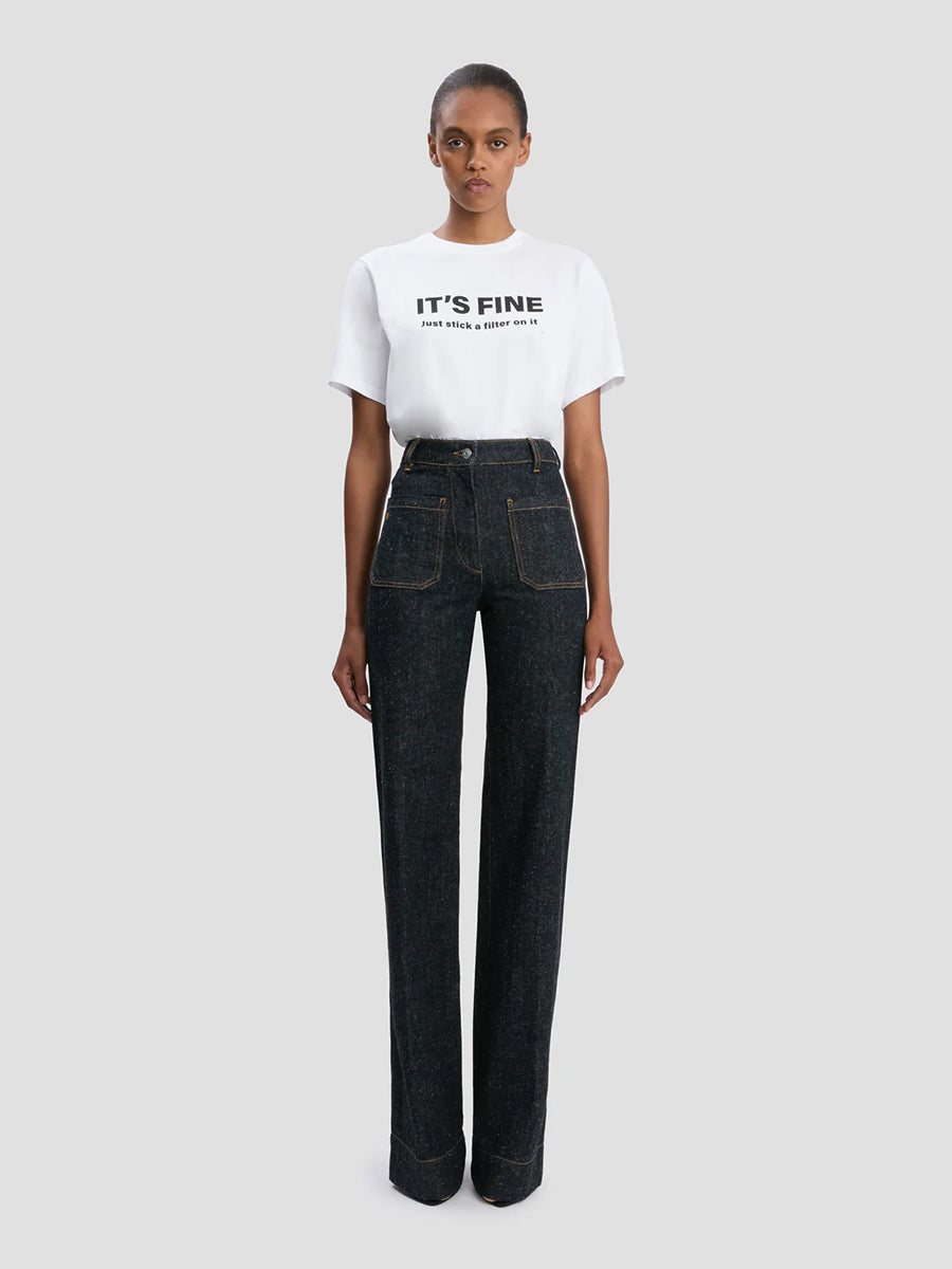 Victoria Beckham Slogan Tee - Its Fine Just Stick a Filter On It