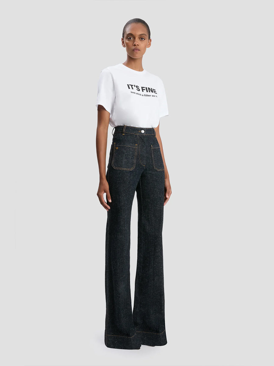 Victoria Beckham Slogan Tee - Its Fine Just Stick a Filter On It