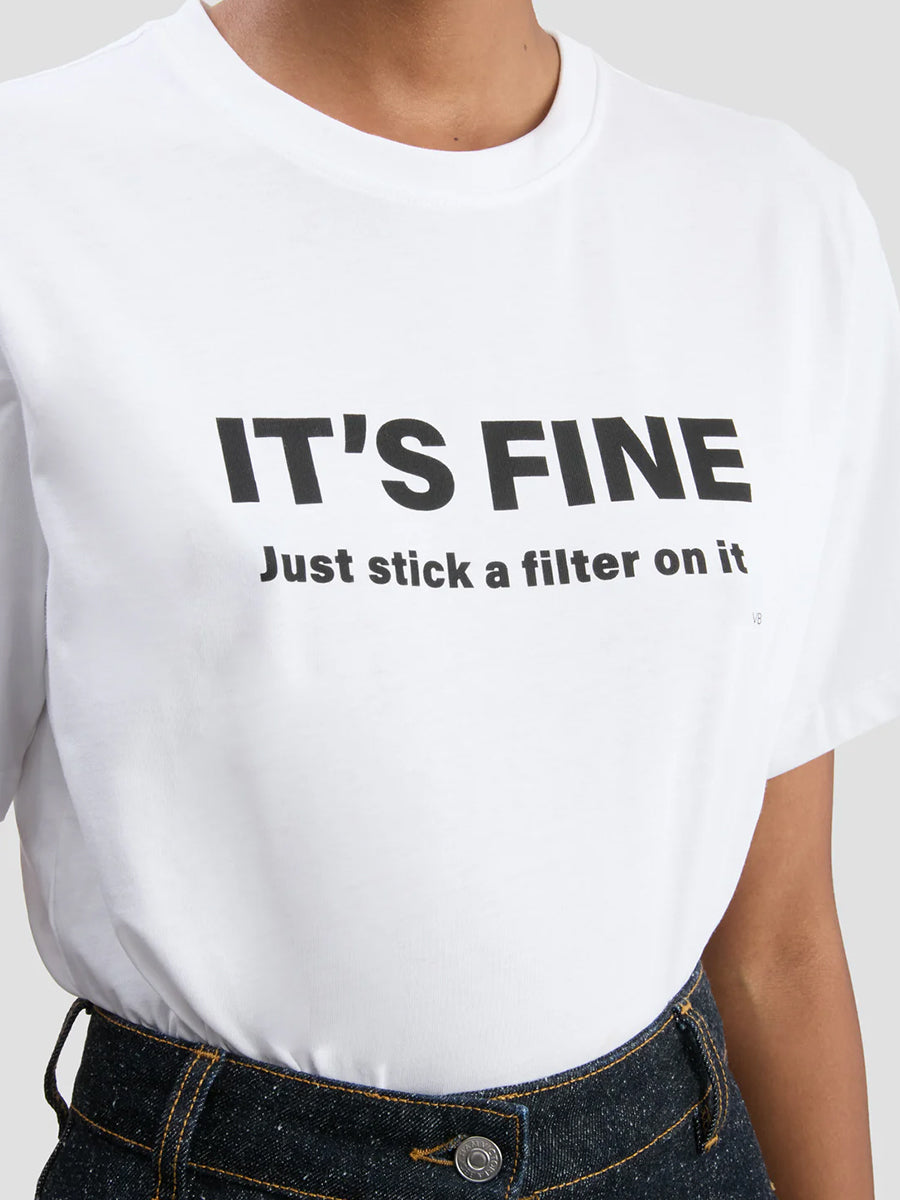 Victoria Beckham Slogan Tee - Its Fine Just Stick a Filter On It