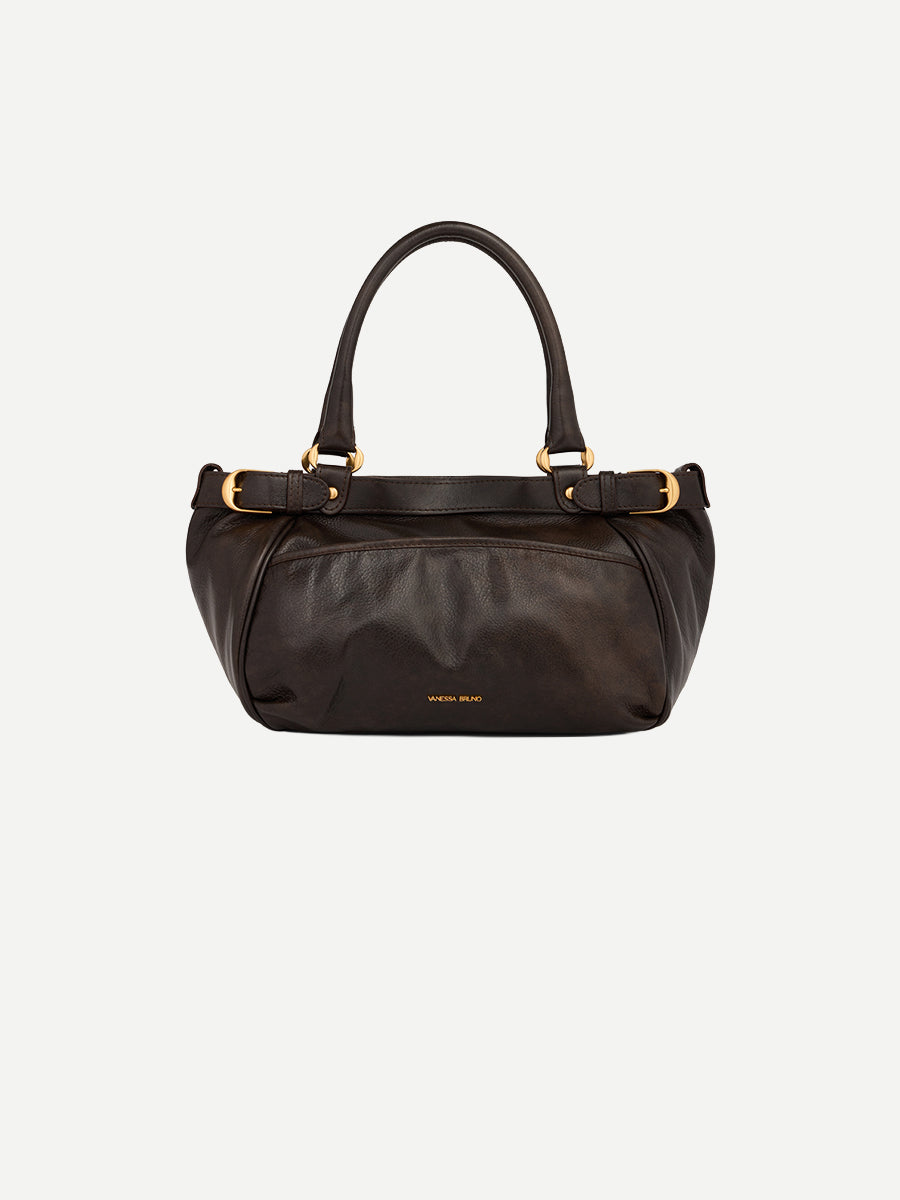 Small Leather Lune Bag in Coffee