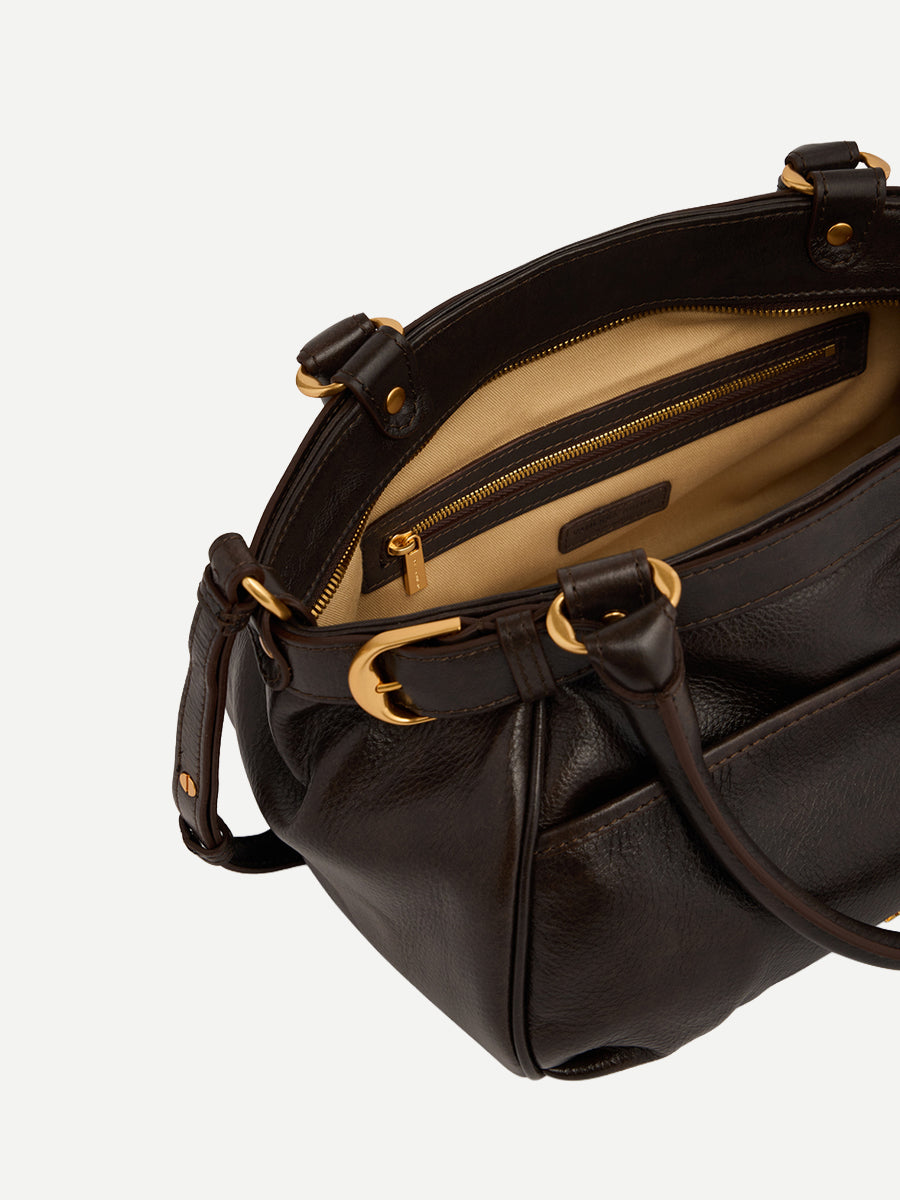 Small Leather Lune Bag in Coffee