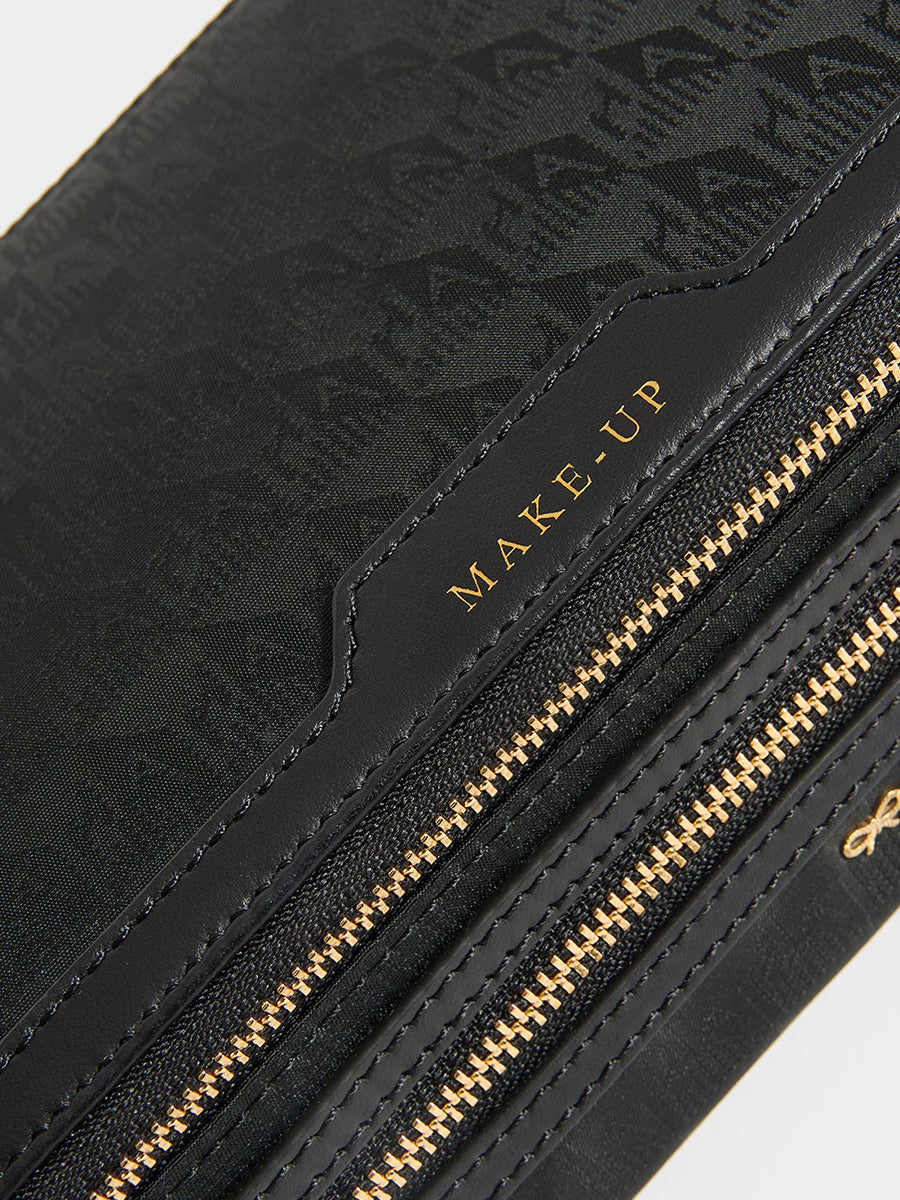 Anya Hindmarch Small Makeup Bag in AH Logo Black