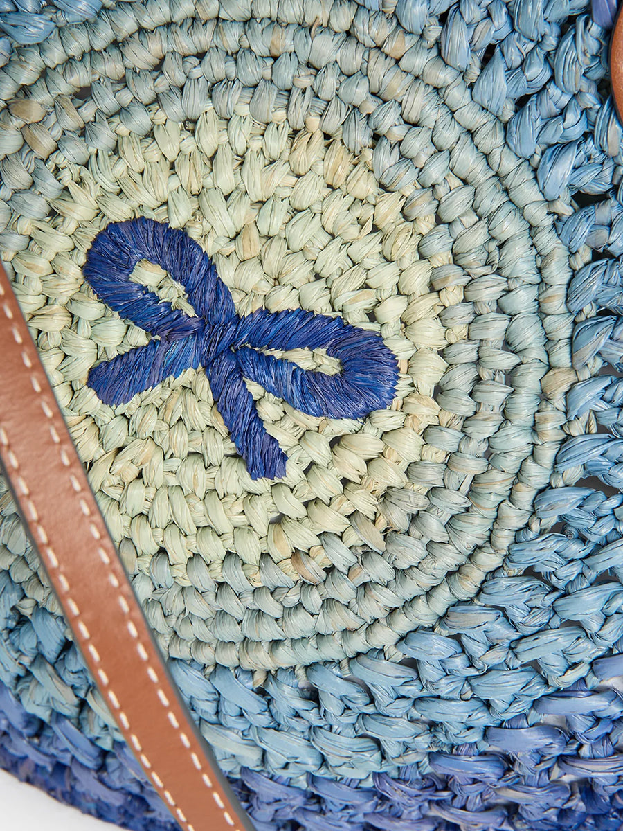 Anya Hindmarch Small Round Bow Tote in Monday Raffia