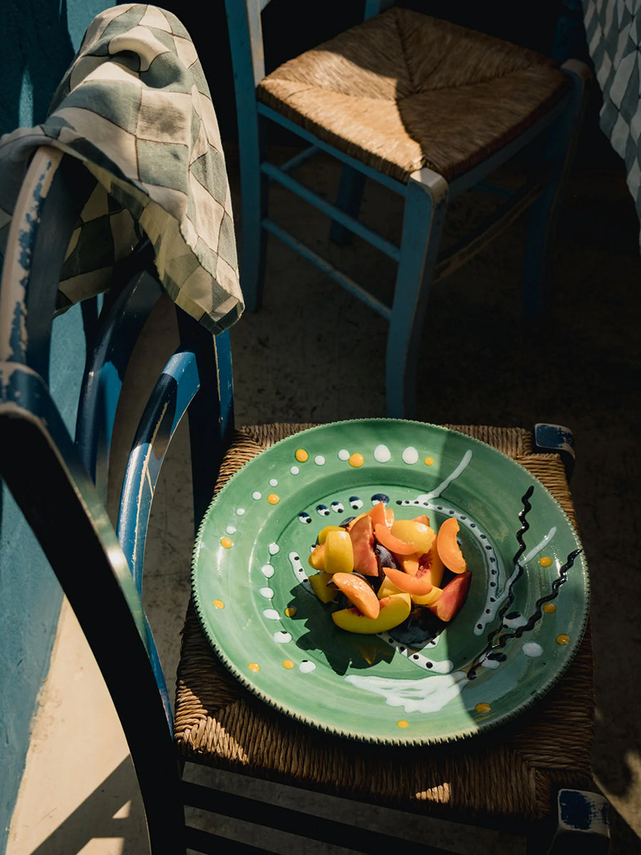 Alex and Trahanas Spiaggia Ceramic Serving Polka Face Plate