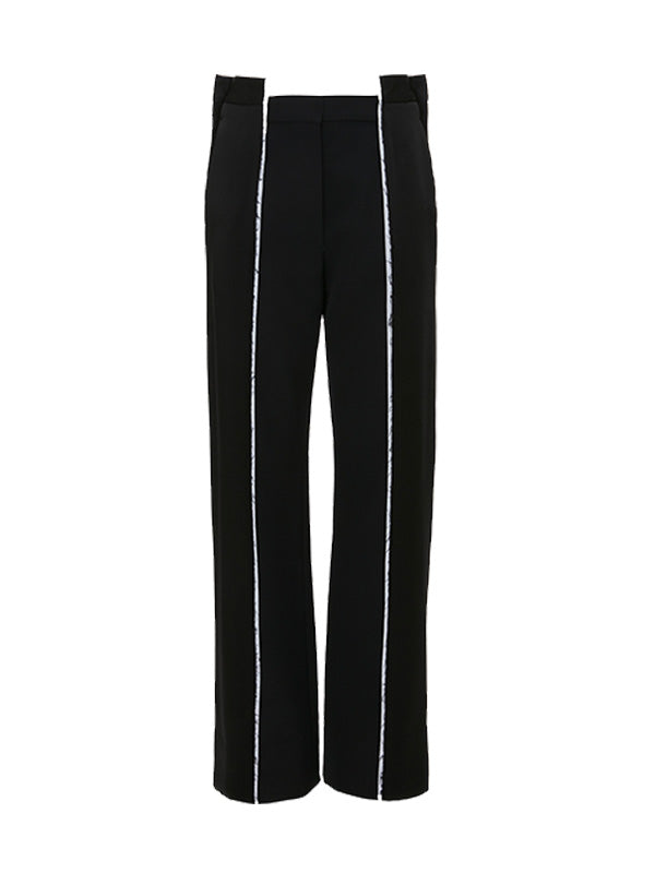 Victoria Beckham Straight Leg Deconstructed Trouser in Black