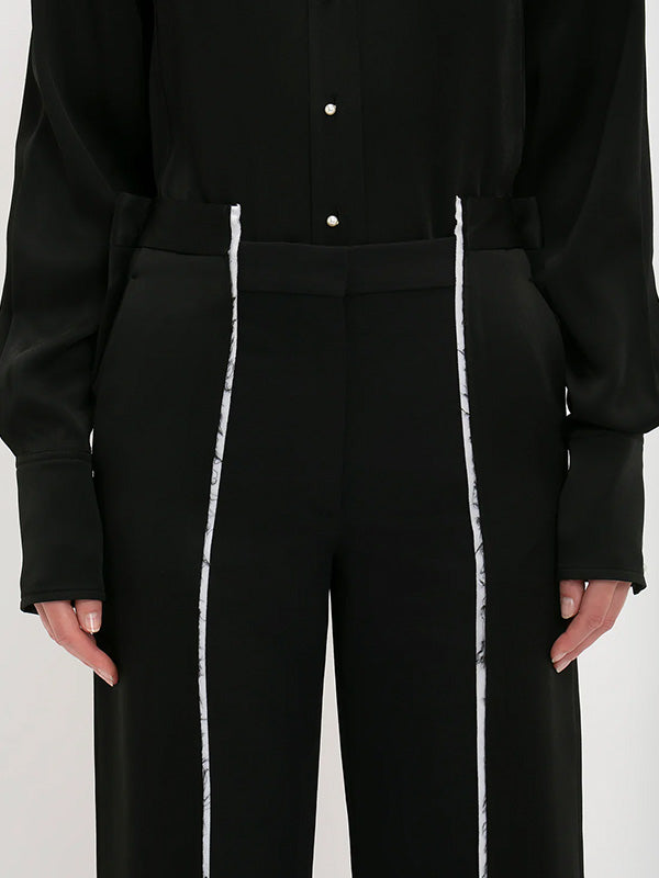 Victoria Beckham Straight Leg Deconstructed Trouser in Black