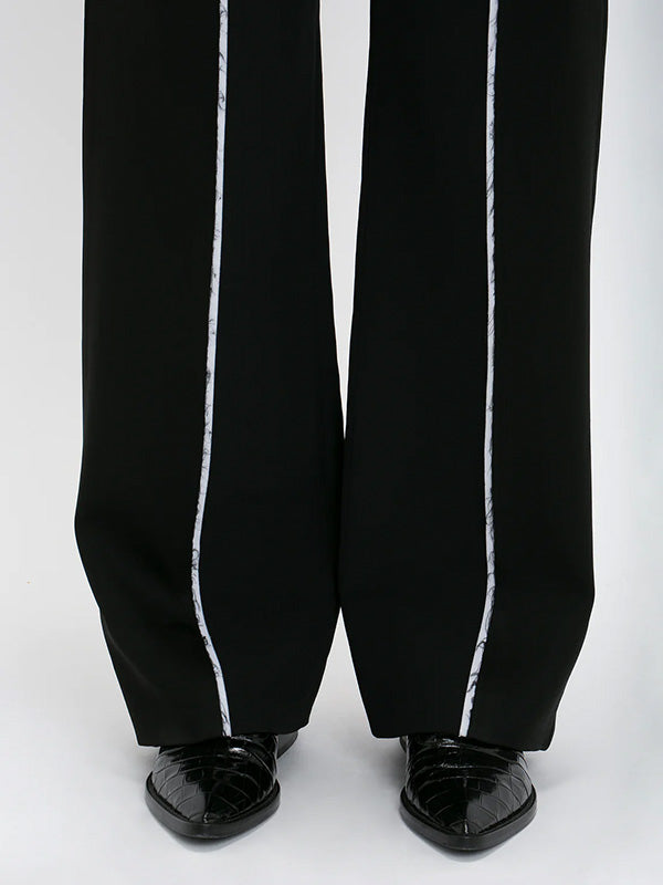 Victoria Beckham Straight Leg Deconstructed Trouser in Black