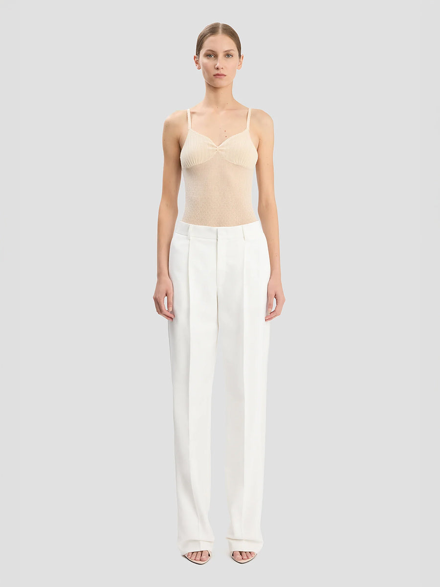 Victoria Beckham Straight Leg Tailored Trouser in Ivory