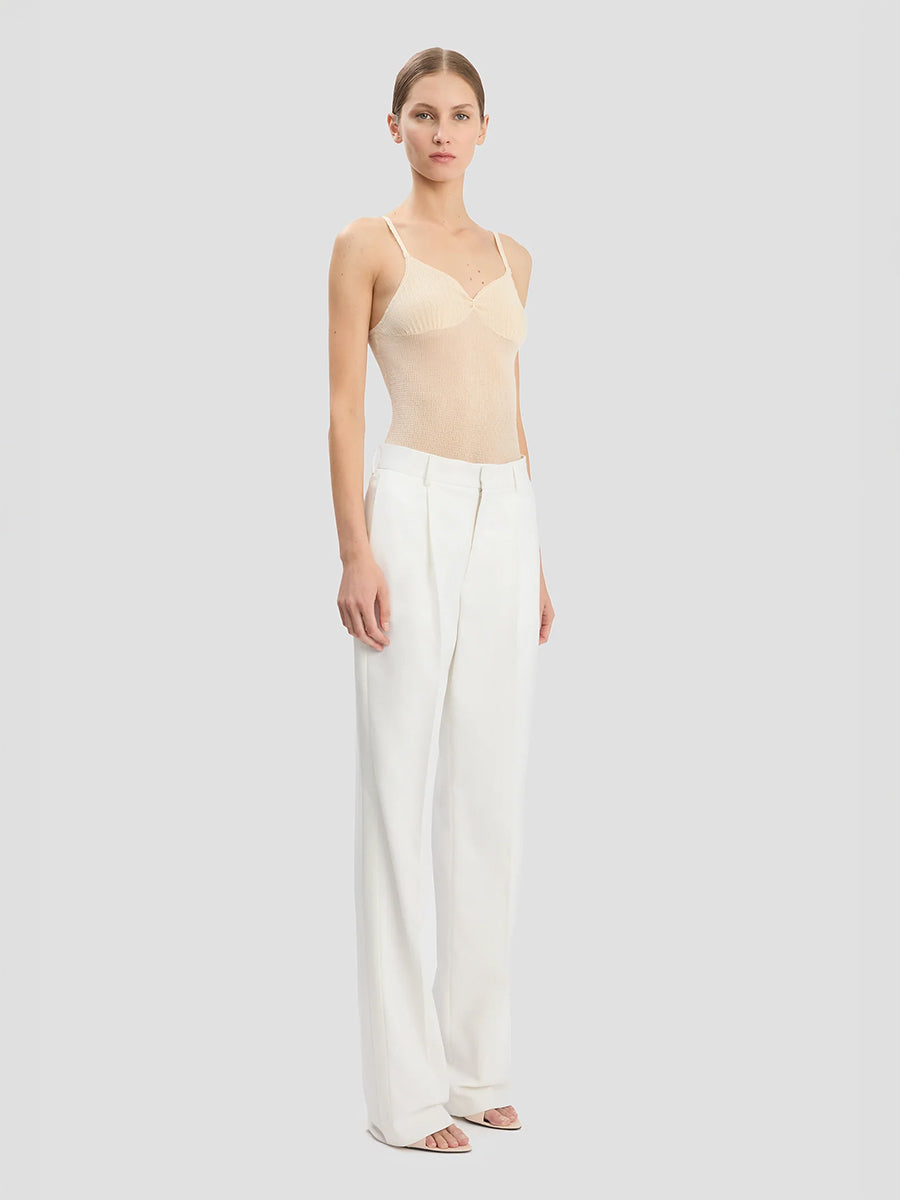 Victoria Beckham Straight Leg Tailored Trouser in Ivory