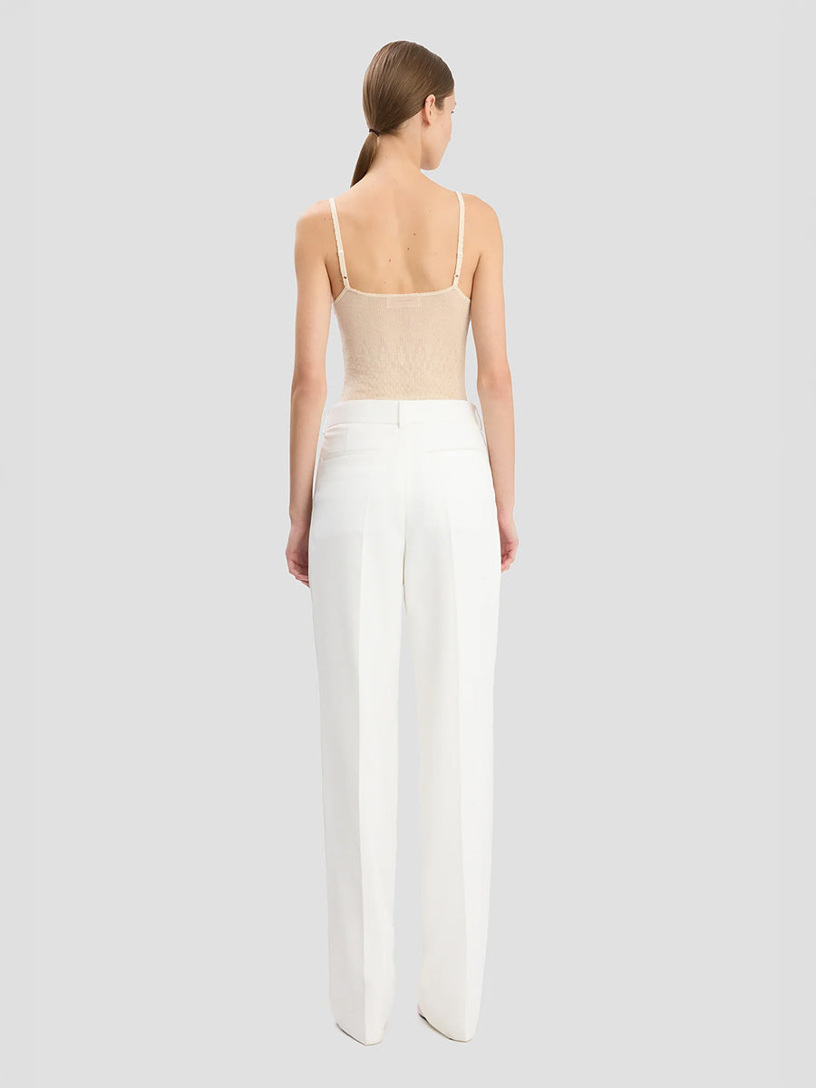Victoria Beckham Straight Leg Tailored Trouser in Ivory