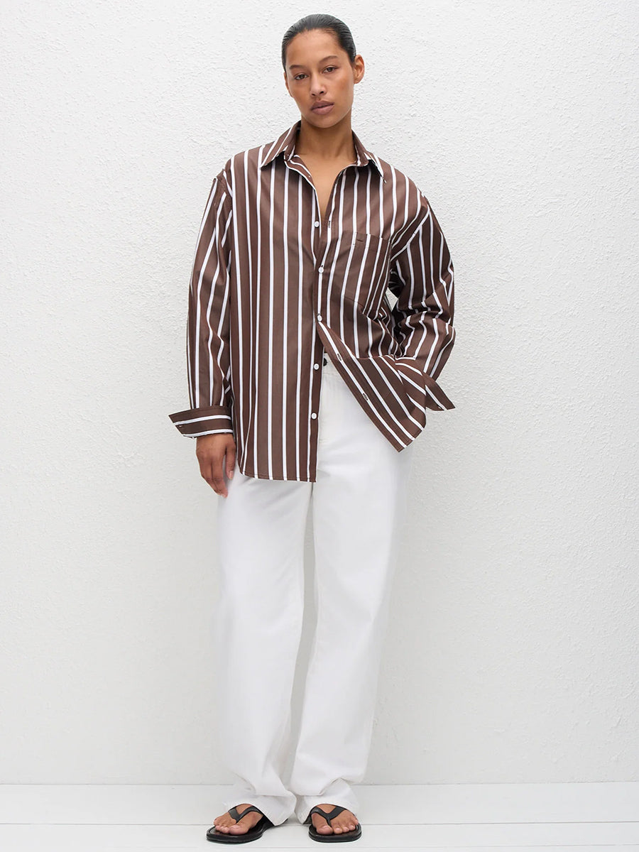 Classic Stripe Shirt in Chocolate Stripe