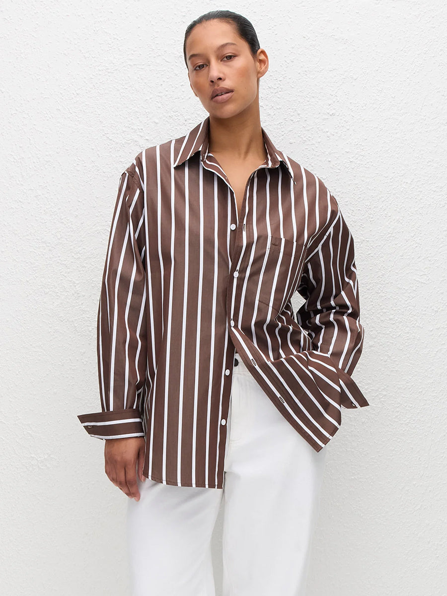 Classic Stripe Shirt in Chocolate Stripe
