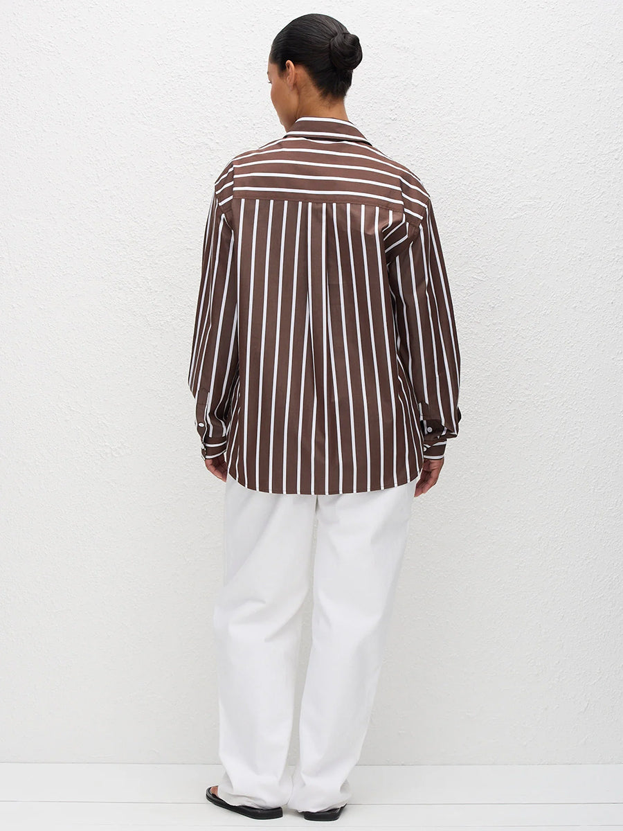 Classic Stripe Shirt in Chocolate Stripe