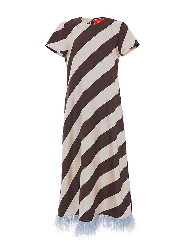 La DoubleJ Swing Dress with Feathers in Veneziana