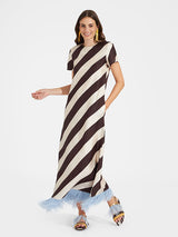 La DoubleJ Swing Dress with Feathers in Veneziana