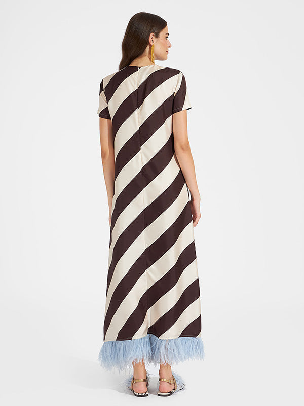 La DoubleJ Swing Dress with Feathers in Veneziana