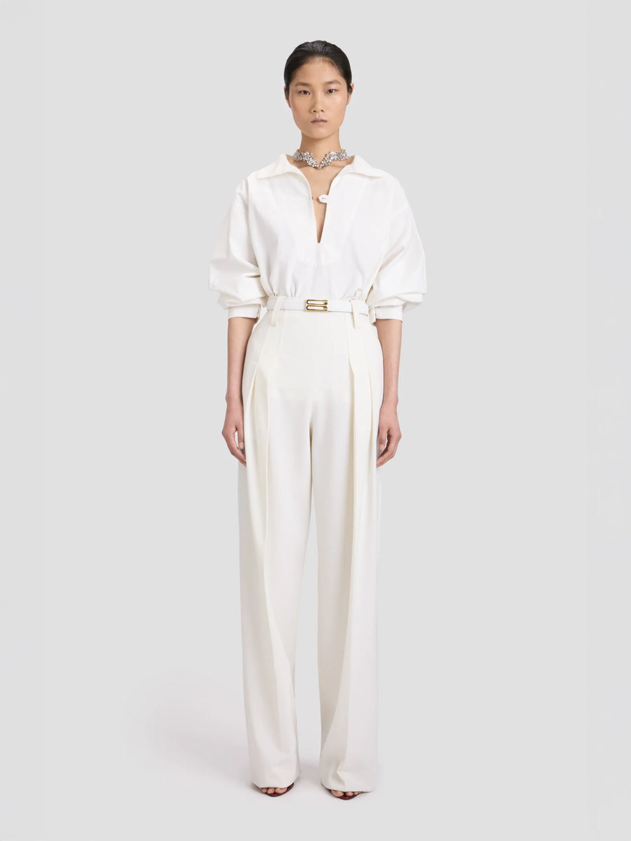 Victoria Beckham Tab Detail Denim Top in Washed White