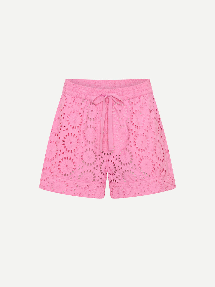 Talus Shorts in Pink/Red Eyelet