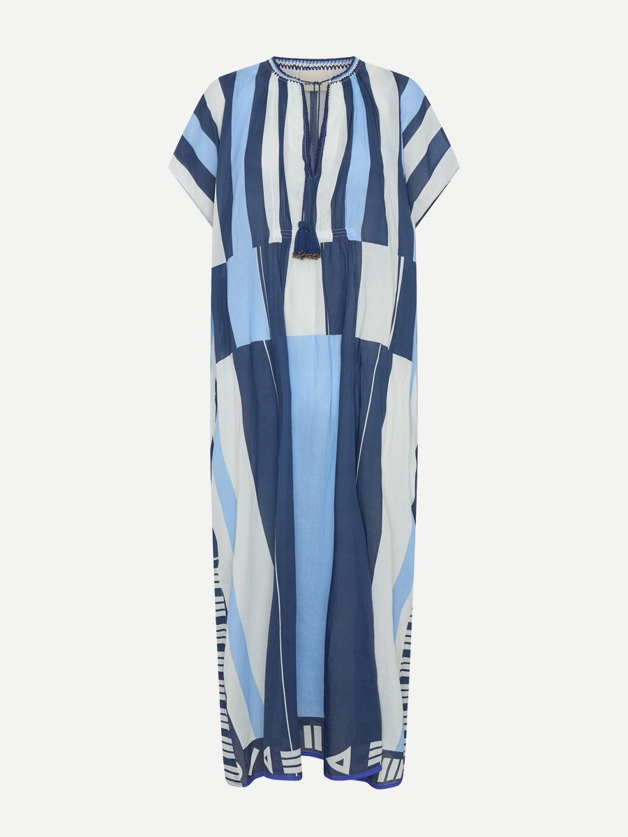 Thaddeus Caftan in Blue Sarong Voile