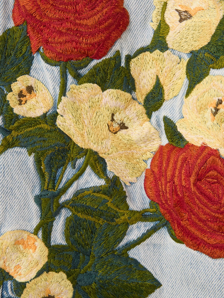 The Barrel Jean in Bloomy Denim Embroidery
