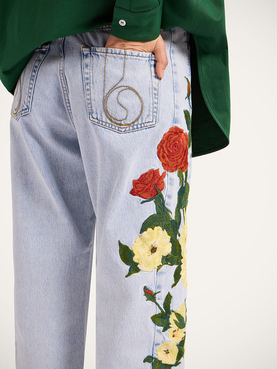 La DoubleJ The Barrel Jean in Bloomy Denim Embroidery | Shop Adam Heath Instore and Online