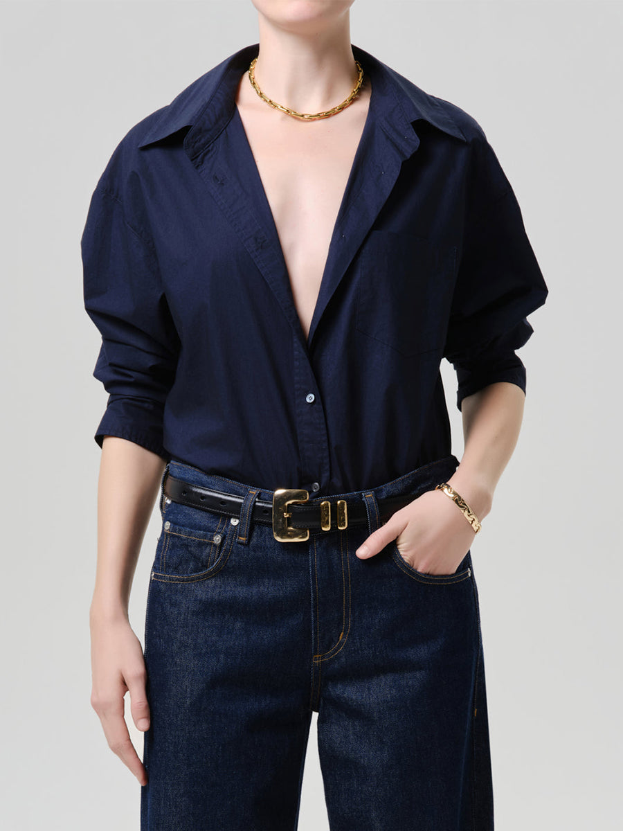Thea Boyfriend Shirt in Navy