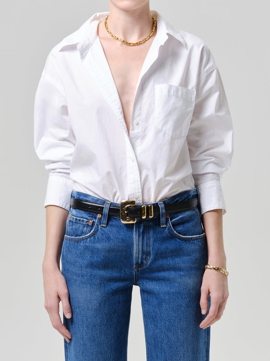 Thea Boyfriend Shirt in Optic White