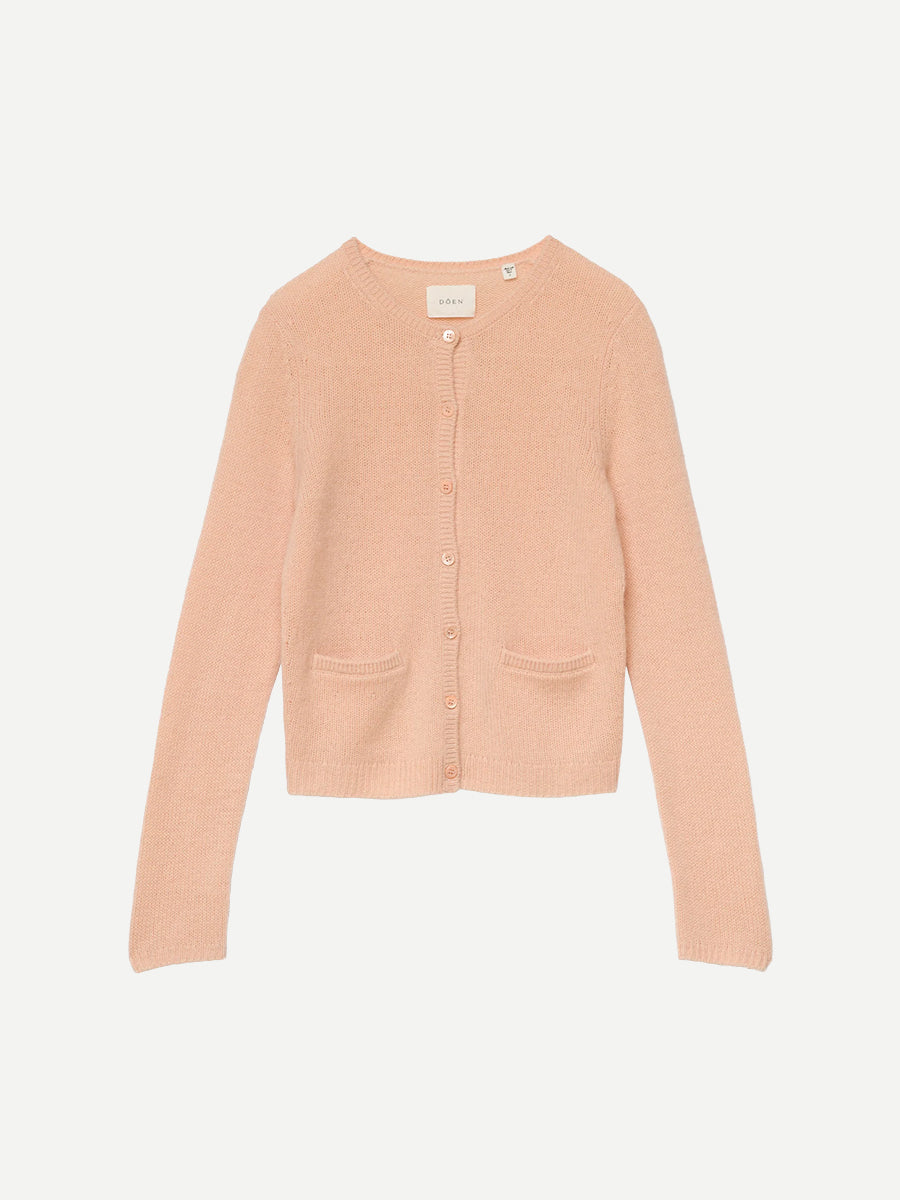 Doen Thea Cashmere Cardigan in Light Peach Sorbet