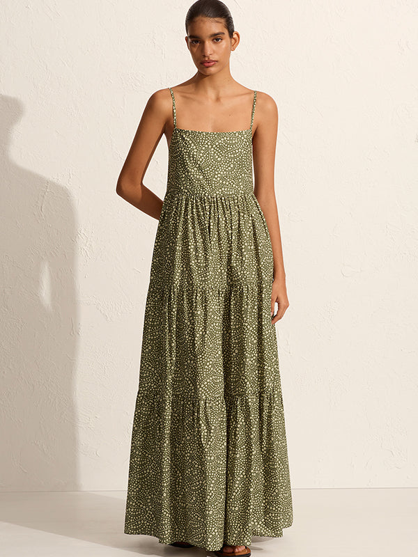 Matteau | Tiered Low Back Sundress in Jasmine Olive