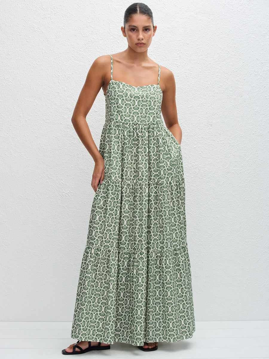 Tiered Low Back Sundress in Vetiver