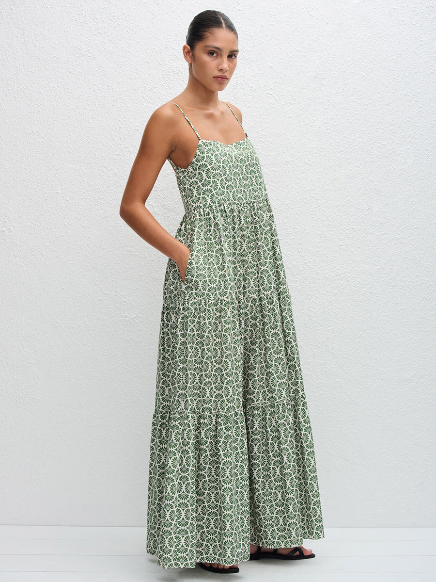 Tiered Low Back Sundress in Vetiver
