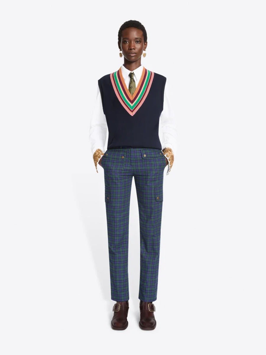 Toner V-Neck Wool Top in Navy Rainbow