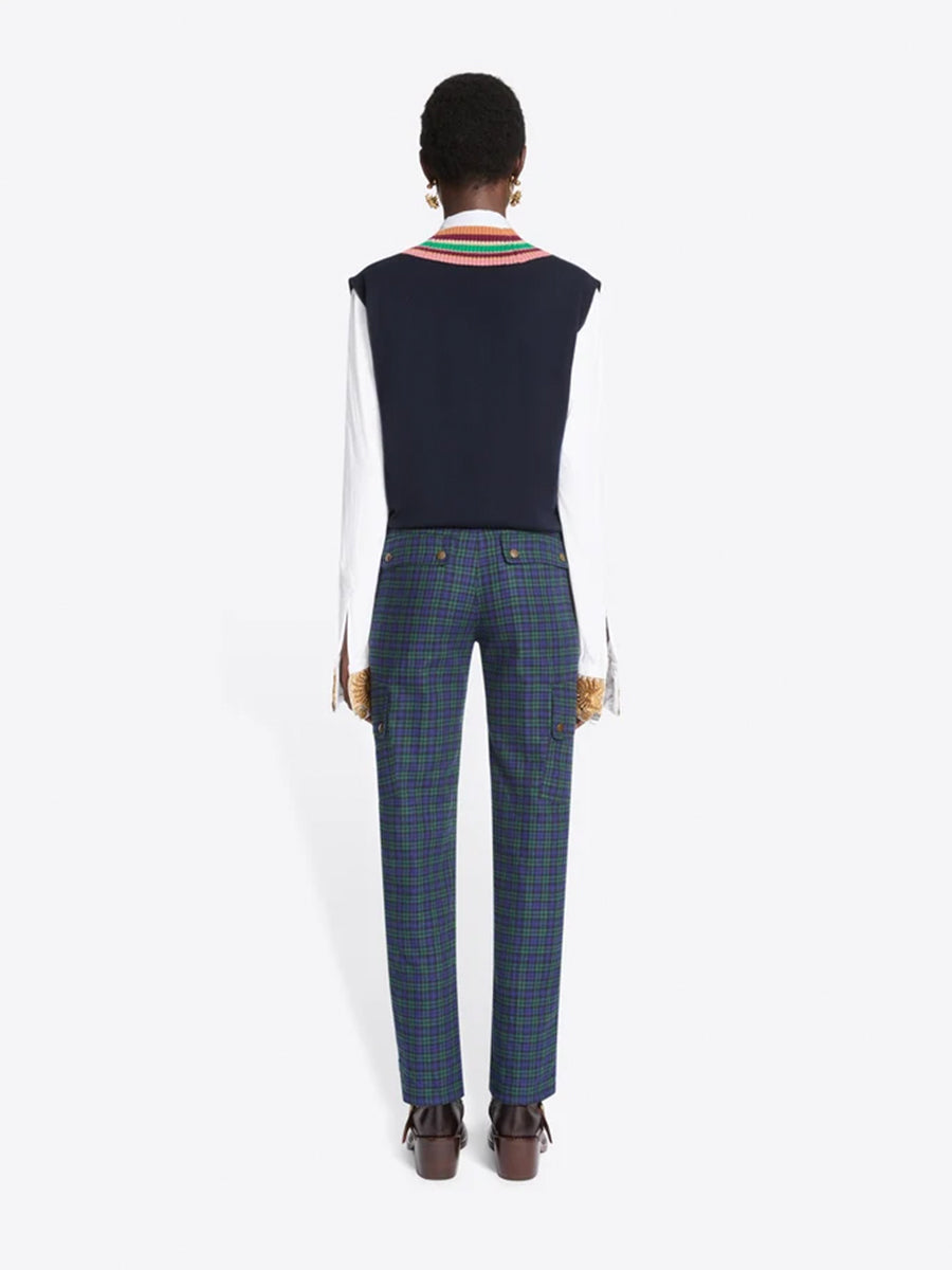 Toner V-Neck Wool Top in Navy Rainbow