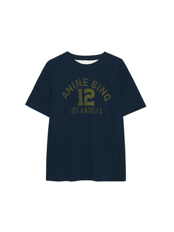 Anine Bing Toni Tee Reversible In Washed Navy And Off White