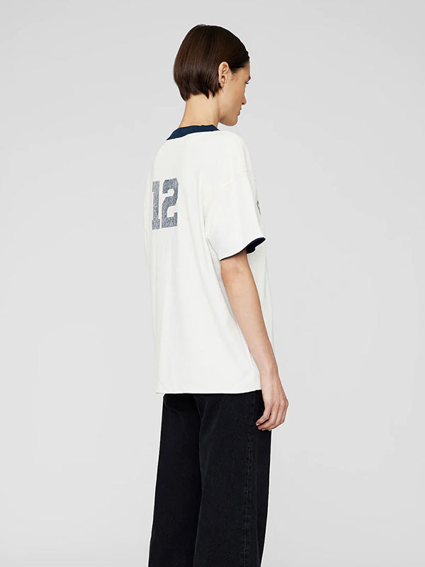 Anine Bing Toni Tee Reversible In Washed Navy And Off White