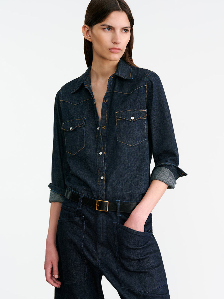 Nili Lotan Travis Shirt in Indigo Rinse | Shop Now at Adam Heath In Store and Online, Western Australia