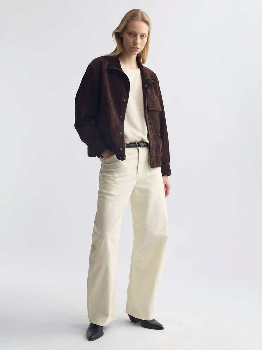 Nili Lotan Tribeca Cordory Pant in Stone