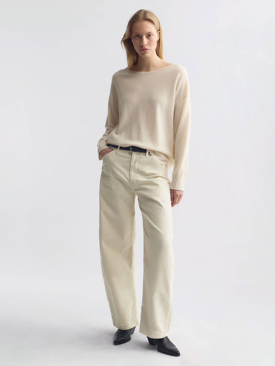 Nili Lotan Tribeca Cordory Pant in Stone