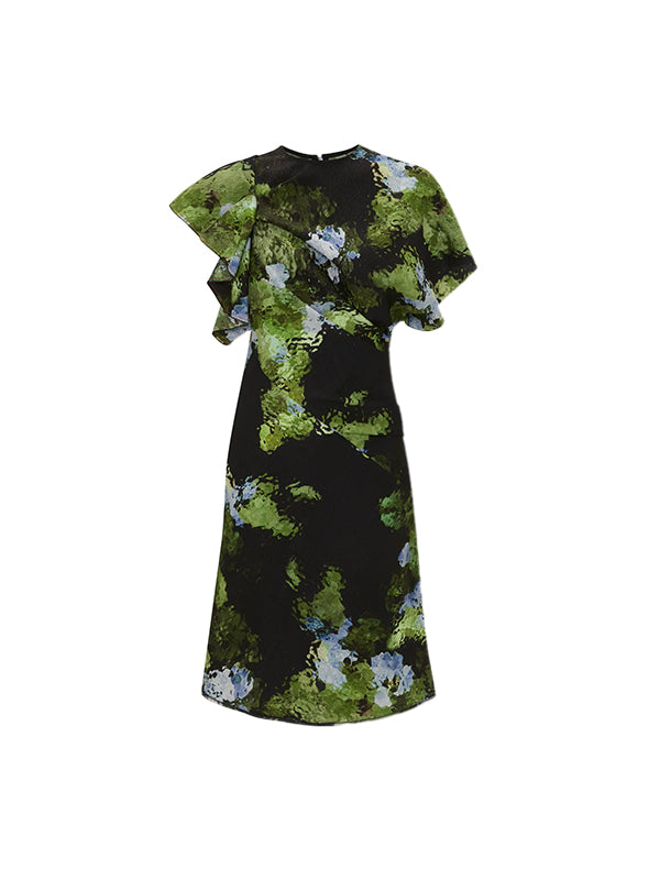 Victoria Beckham | Twist Shoulder Dress in Black/Forest