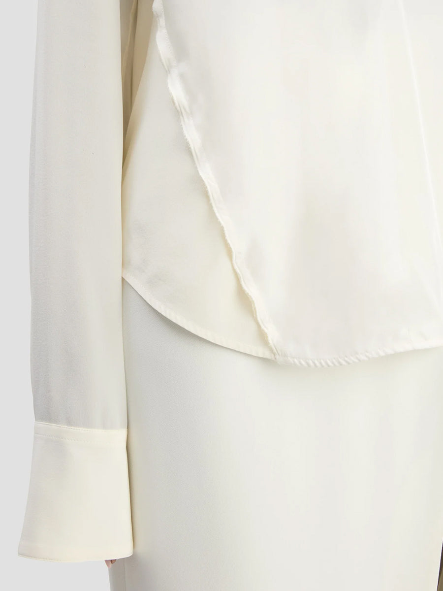 Victoria Beckham V-Neck Gathered Top in Ivory