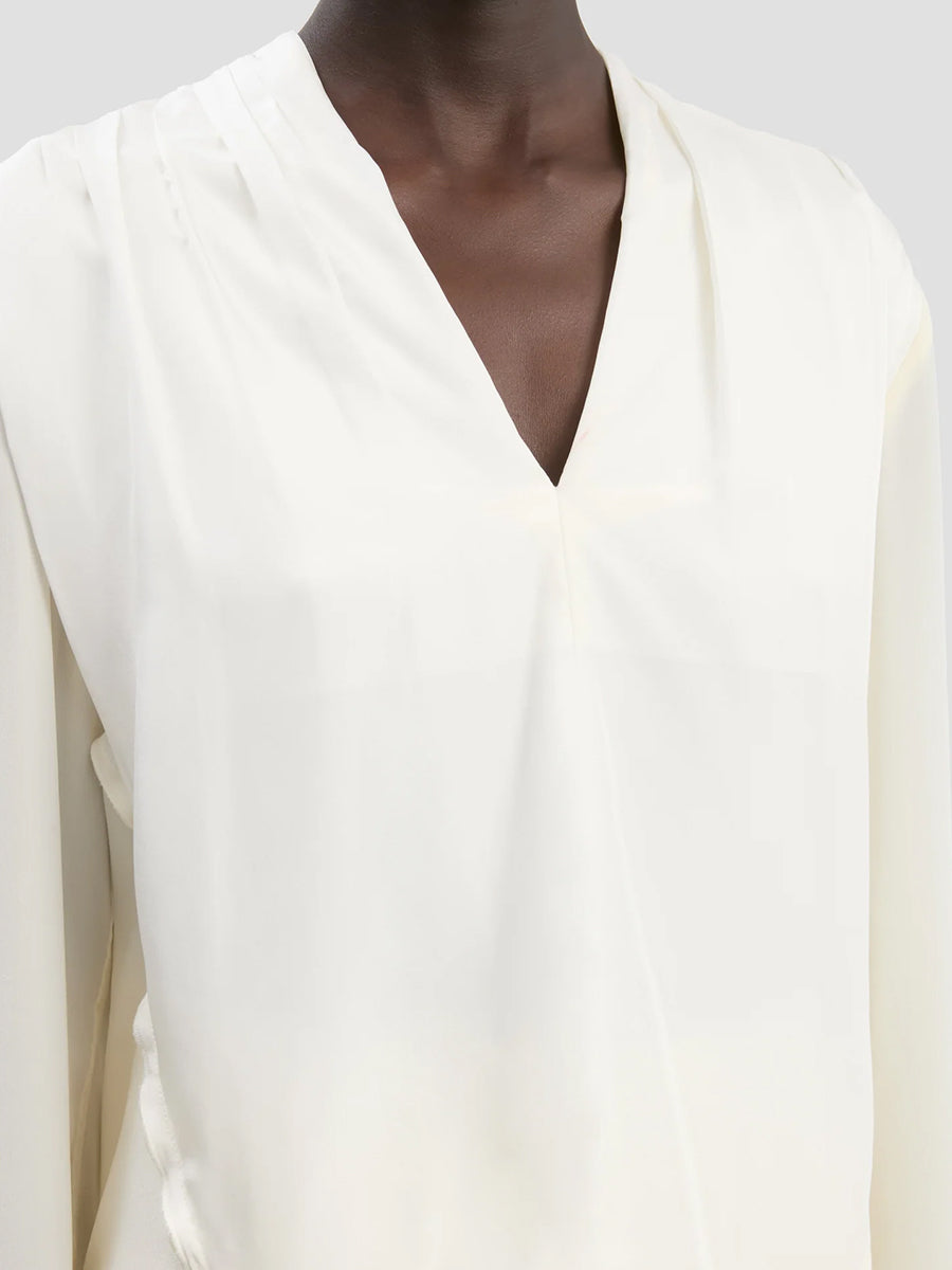 Victoria Beckham V-Neck Gathered Top in Ivory
