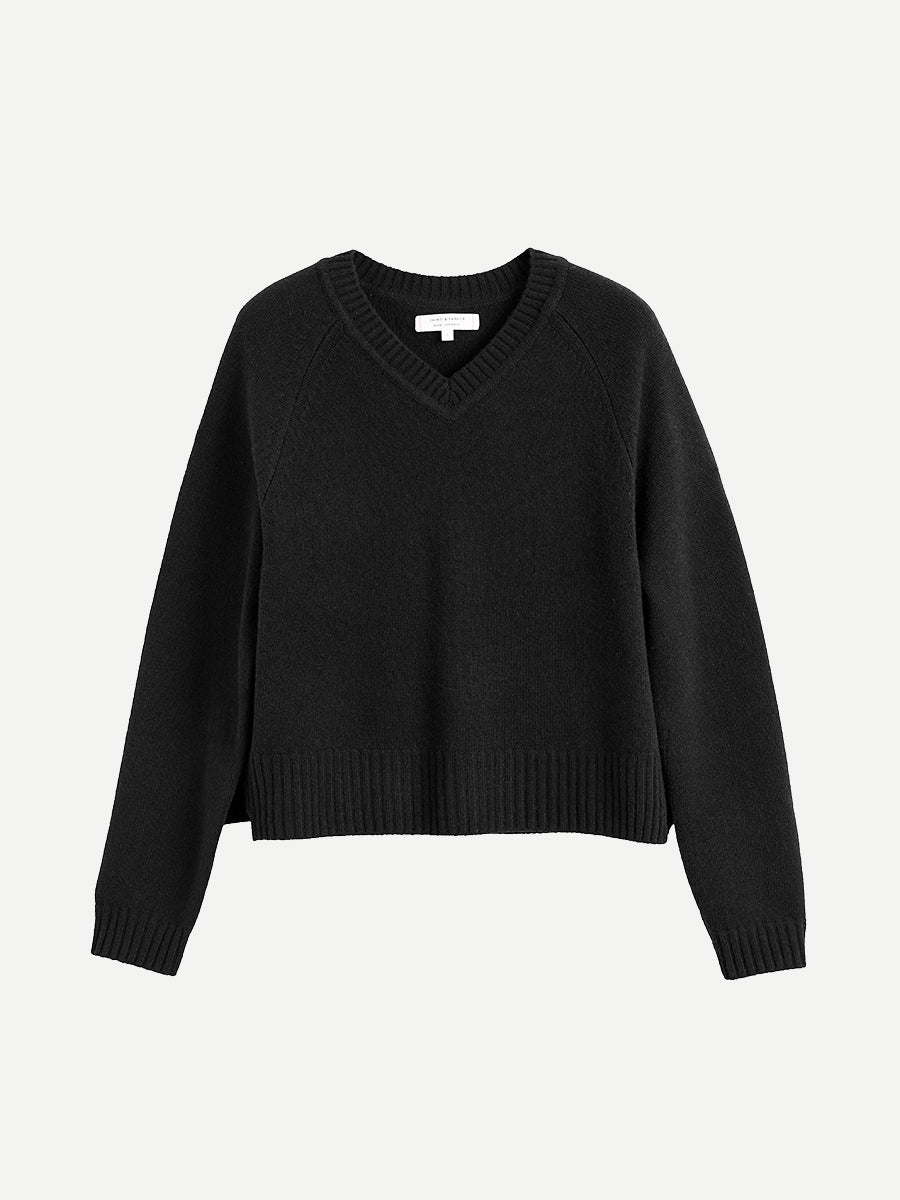 Chinti and Parker V-Neck Sweater in Black