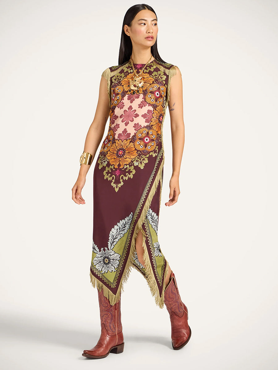 La DoubleJ Valkyrie Scarf Dress in Bounty Placee Burgundy