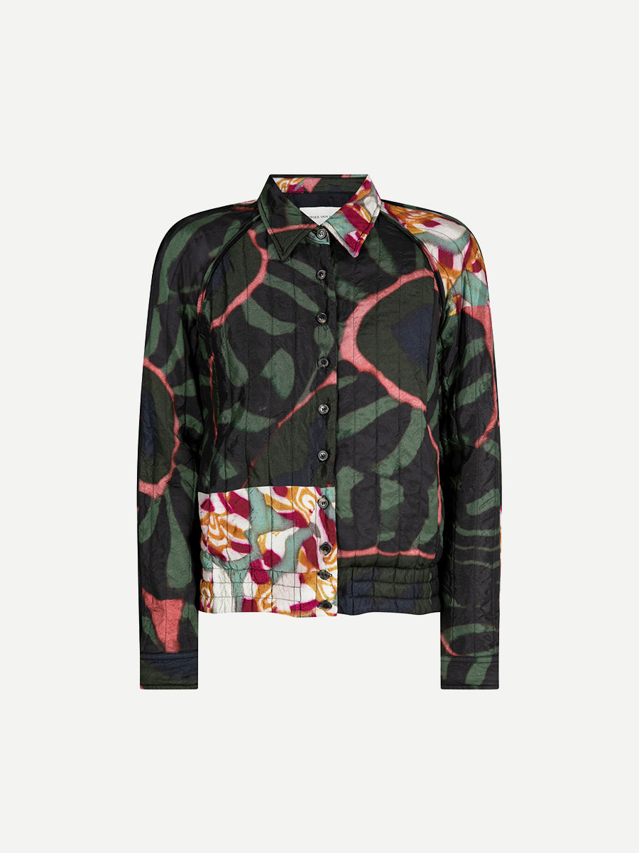 Valoria Quilted Jacket in Khaki Abstract